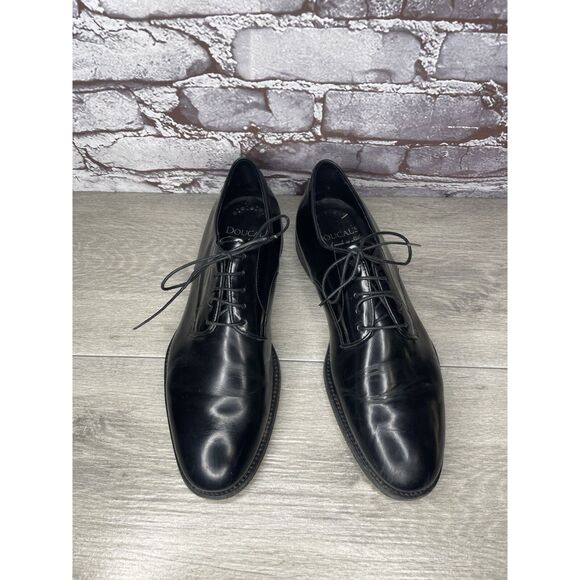 Doucal’s Handmade Black Leather Lace Derby Oxfords Dress Shoes Men Sz 40EU/7M US main image 4